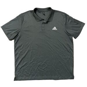 Adidas Polo Shirt Men's 2XL XXL Gray Short Sleeve Logo Performance Collar PRIME